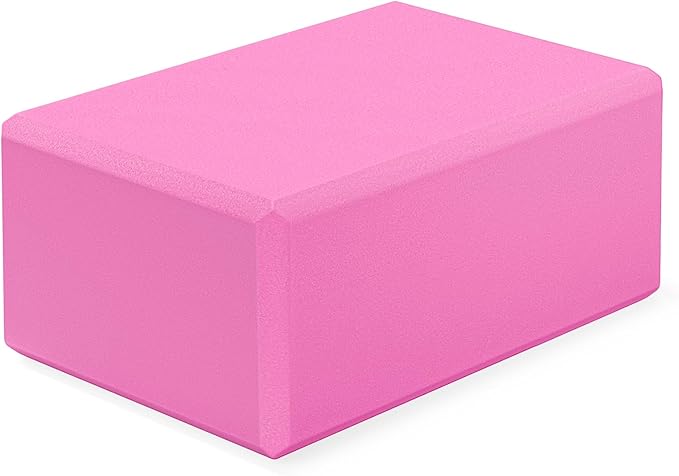 1 Pack Large Foam Yoga Blocks 9x6x4 Inches, Sturdy Pilates Block, Workout Block, Non Slip Surface Yoga Brick for Pilates Meditation, Stretching and Toning, Pink