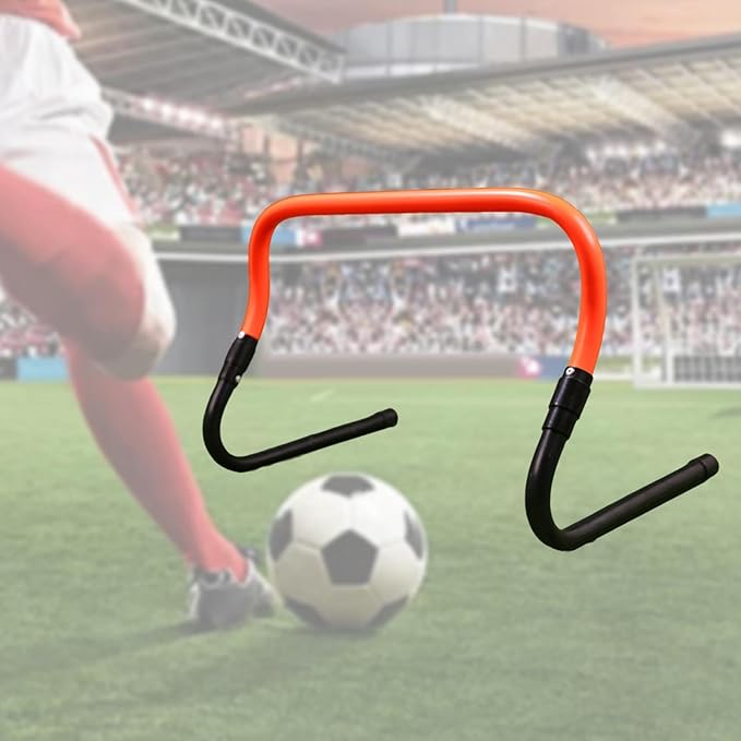 Agility Training Hurdle Jumping Bar Foldable Speed Hurdle Adjustable Height for Jumping Coaching Indoor Outdoor Football, Black Orange