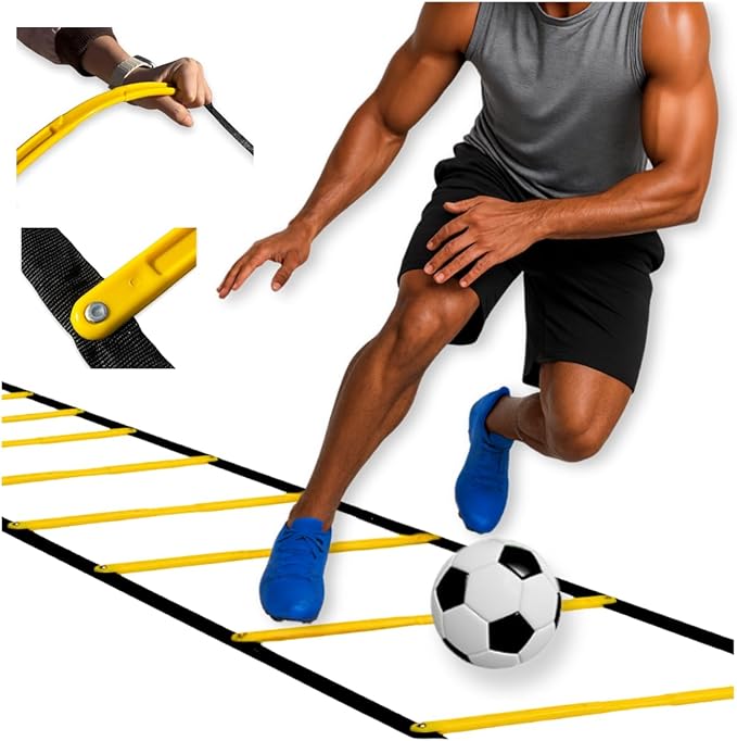 SOFTSOUL Agility Ladder 20ft 12 Rungs Premium Tangle Free Speed Training Equipment for Football Soccer Basketball Footwork Workout Drills for Kids Adults Youth Portable