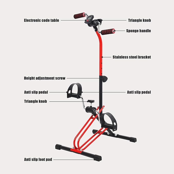 Recumbent Exercise Bikes for Home Seniors, Pedal Exerciser Bike for Hand Leg Knee, Sitting Pedal Exerciser, Elderly Home Dual Pedal Exercise Bike for Full Body - Gift for Elderly