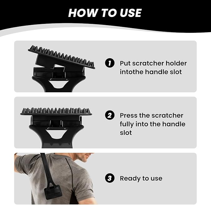 18.5-Inch Foldable Back Scratcher with ABS Polymer Resin Long Handle, Suitable for Men, Women, Adults with Rough Skin, The Best Gift for Parents and Loved Ones (D-Black)