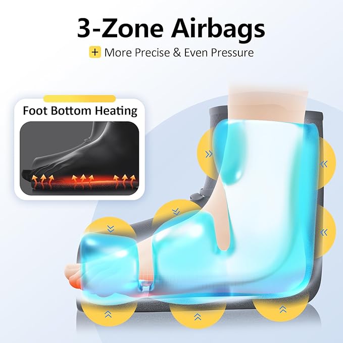 Comfytemp K1007 Air Compression Therapy Device, Portable Foot Massager for Circulation and Pain Relief, K251623 FDA Cleared