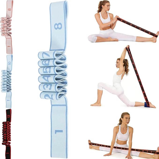 Fitness Resistance Band for Stretching and Yoga, Number Stretch Resistance Band with Clear Markings, 8,10,12-Section Elastic Training Bands for Stretching, Yoga, Pilates