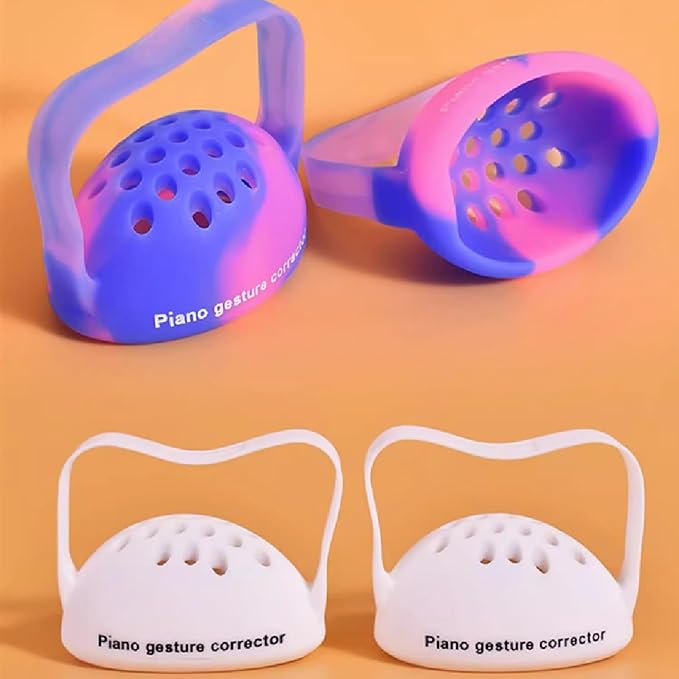 Piano Finger Trainer Ball Hand Corrector Finger Exercisers Posture Correction Tool Round Shape Semi Sphere Silicone Finger Training Ball for Beginners 2Pcs（Multi-colored）