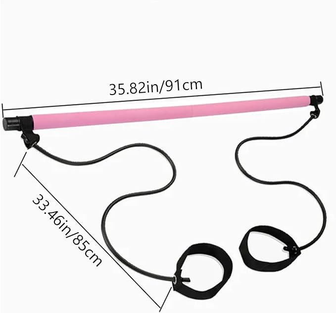 Multifunctional Pilates Bar - Home Yoga Fitness Equipment | Elastic Resistance Training Bar | Multi-Purpose Exercise Pilates Stick for Strength Stretching Workout