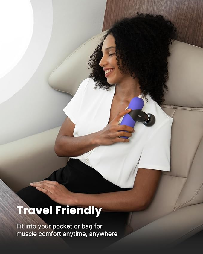 RENPHO Mini Thermal Massage Gun with Heat, Portable Deep Tissue Percussion Massager with 4 Heads for Neck & Back Comfort, Ultra-Quiet Operation for Home, Office & Travel, Includes Compact Carry Case