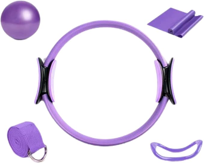 Women's Essential Pilates Set, Including 5 Accessories, Pilates Ring Boot Strap, Women's Yoga Set, and gluteal Yoga Ball Boot Strap