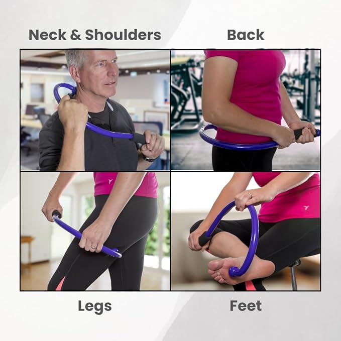 QFlex Back Massager Hook - Trigger Point Self Massage Tool for Neck, Shoulder & Muscle Knot Relief - Deep Tissue Massager Stick - As Seen on Shark Tank - Made in USA