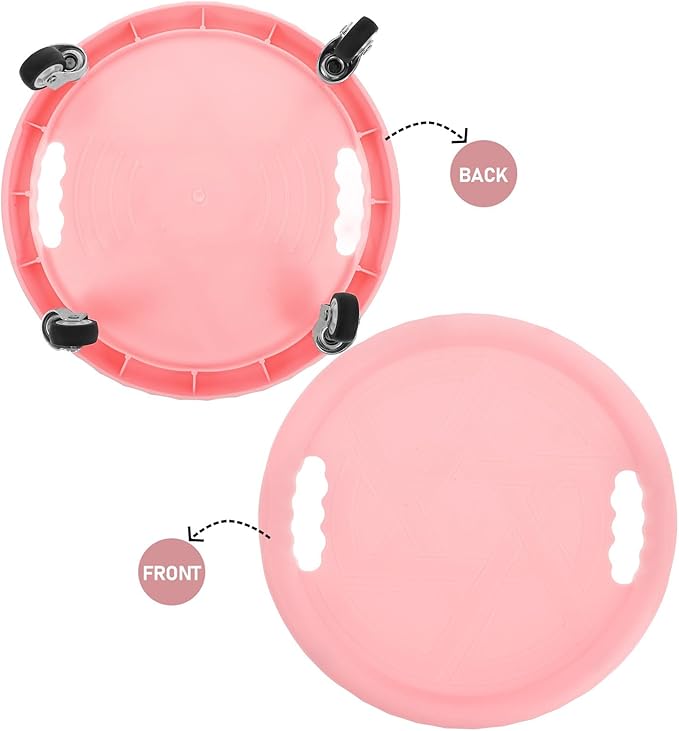Ab Roller Wheel Core Strength Trainer with Fitness Slider Board, Silent 4-roller Abdominal Exercise Disc for Home Workout, Pink Abdominal Fitness Equipment