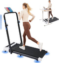 GORISE Walking Pad Treadmill with Adjustable Height Handle Bar and Incline, 3HP Quiet Foldable Under Desk Treadmill, Portable Treadmills for Home 350LBS with Remote Control LED Display
