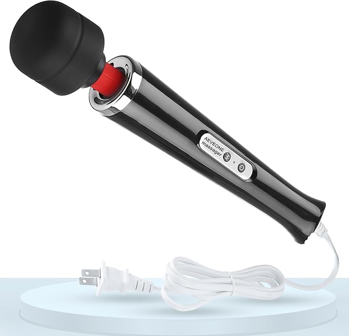 Wired Powerful Handheld Wand Massager, Strong Personal Vibration Massage for Sports Recovery, Back Muscle Aches, Whole Body Pain (Black)
