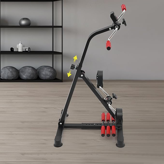 Pedal Exerciser Bike, Arm, Leg & Knee Exercising Equipment, Floor Peddler Exerciser for Elderly, Q195 Steel Leg Swing Exercise, for Adults, Elder, for Indoor Fitness (Black)