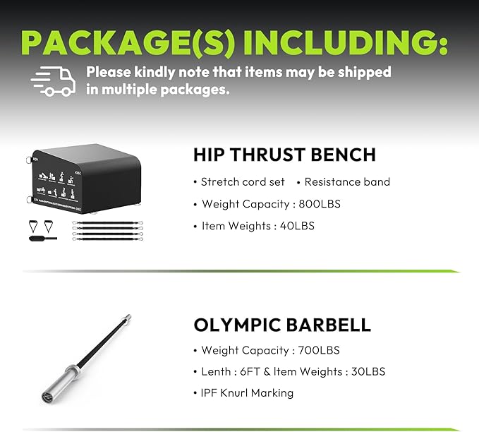 Hip Thrust Bench, Multi-Functional Slip-Free Hip Thrust Machine for Glute Bridge, Box Jump, Push-Ups, Squat, Ab Exercise, Suitable for Home & Gym
