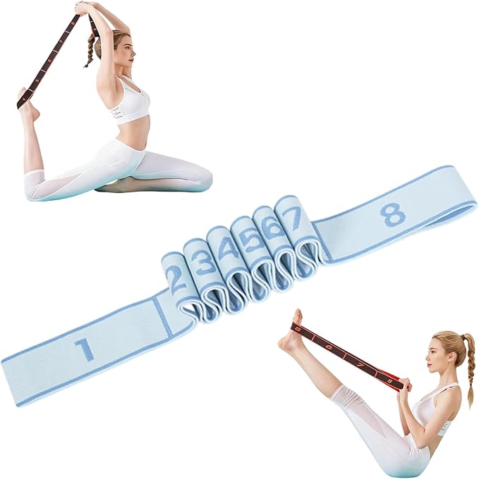 Fitness Resistance Band for Stretching and Yoga, Fashion Puller Exercise, 8/10 Loops Elastic Exercise Bands for Adults, Exercise Bands with Handles for Full Body Stretching Shaping