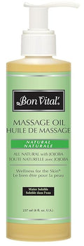 Bon Vital Naturale Massage Oil Made with Natural Ingredients for an Earth-Friendly Massage, Revives and Rehydrates Dry Skin Naturally, with Green Tea Extract, 8 Oz, Label may Vary