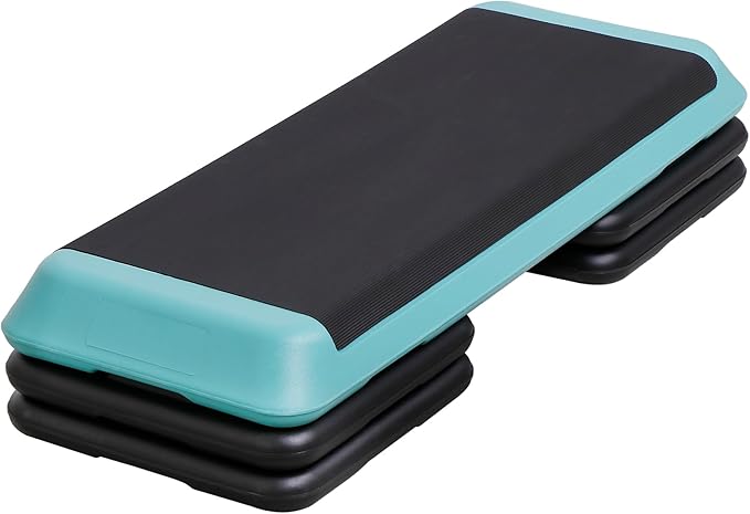 Smartxchoices 43 Inch Aerobic Stepper Adjustable Exercise Workout Step Platform Bench with 4 Risers 4" - 6" - 8" Height for Home Gym Fitness Training High Step Aerobics Platform