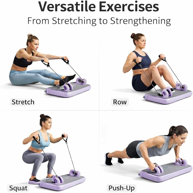 Pilates Exercise Board for Women – Adjustable Resistance Home Workout Board with Resistance Bands, Full Body Toning, Core Strength & Flexibility Training for Indoor Fitness