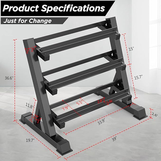 Dripex 3 Tier Heavy Duty Dumbbell Rack Home Gym Weight Rack Dumbbell Storage Stand Holder, Latest Model(Rack Only)