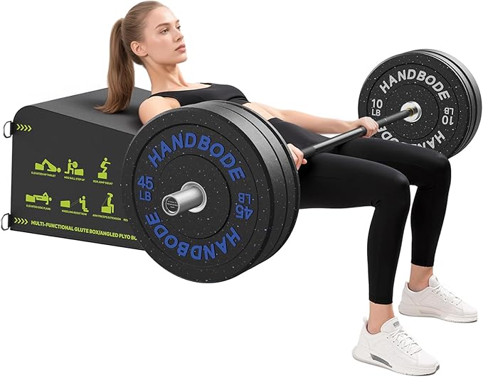 Hip Thrust Bench, Multi-Functional Slip-Free Hip Thrust Machine for Glute Bridge, Box Jump, Push-Ups, Squat, Ab Exercise, Suitable for Home & Gym