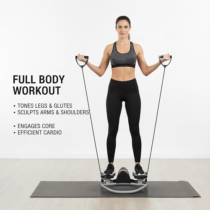 Rocking Stepper Side to Side, Lateral Rocking Fitness Stepper Home Workout Machine with Resistance Band, Home Workout Machine with Digital Display & Track Time, for Legs, Glutes, Abs