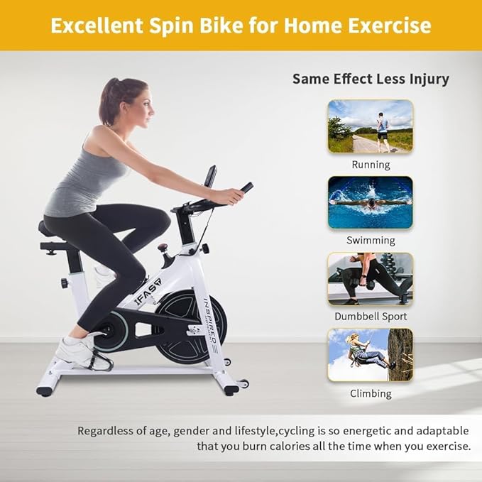 Adjustable Resistance Indoor Exercise Bike with LCD Monitor, Quiet Magnetic Drive, Stable Flywheel, Home Gym Cardio Trainer for Weight Loss and Fitness