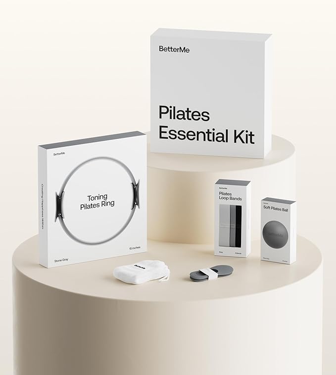 BetterMe Pilates Essential Kit - Pilates Ring, Long Resistance Bands, Pilates Loop Bands, Ball and More - Complete Home Pilates Kit for Women
