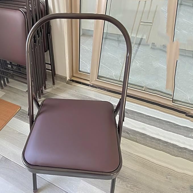 Iyengar Pilates Assist Chair Yoga Folding Chair Prop Strength Training Tool Yoga Auxiliary Chair Thickened,Sturdy,Non-Slip,Stable,Brown