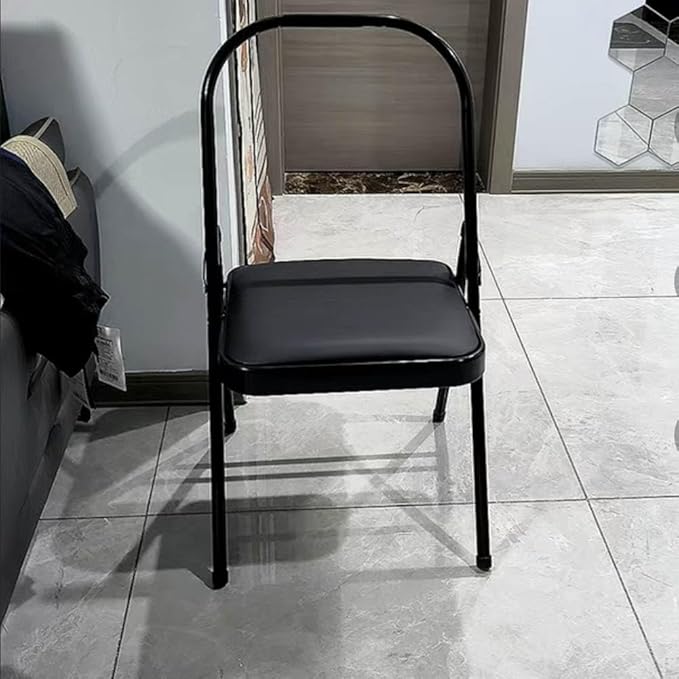 Iyengar Yoga Chair,Pilates Chair,Yoga Inversion Chair,Backless Yoga Chair Prop,Home Exercises Reinforced Design, Black-82cm×45cm