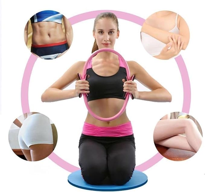 Pilates Circle Ring, 15" Durable 5 Pack Pilates Ball and Ring Set with Magic Circle,Yoga Strap,Resistance Bands,Mini Ball,Pilates Circle Ring Equipment for Toning Core,Legs,Inner Thighs,Arms