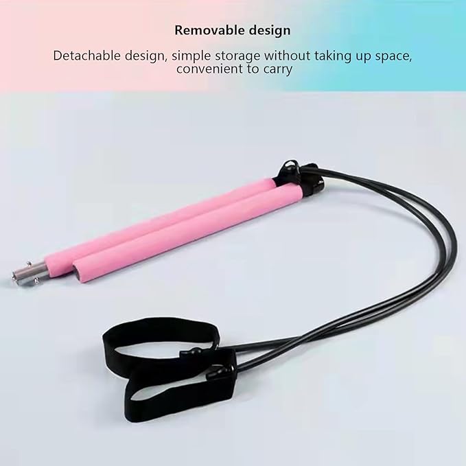 Multifunctional Pilates Bar - Home Yoga Fitness Equipment | Elastic Resistance Training Bar | Multi-Purpose Exercise Pilates Stick for Strength Stretching Workout