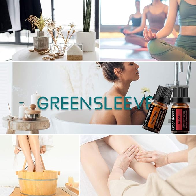 GREENSLEEVES Rose Orange Essential Oil Set, 2 x 10ml Pure Plant-Based Fragrance Oil for Aromatherapy, Essential Oils for Diffuser, Massage, Bath Bomb, Scented Candle Soap Making