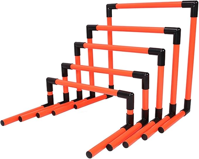 Portable Hurdles Training Equipment 5 Pack, PVC Pipe Agility Training Hurdles Sport Squad Speed Hurdles Set Obstacle Training Track and Field Hurdle (Color : Orange)