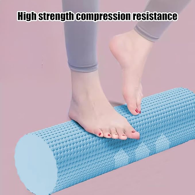 Foam Yoga Column - Solid Massage Roller - Foam Rollers for Muscle Massage for Barre and Fitness - Slimming and Muscle Recovery Tool - for Home, Gym, and Travel (Blue)