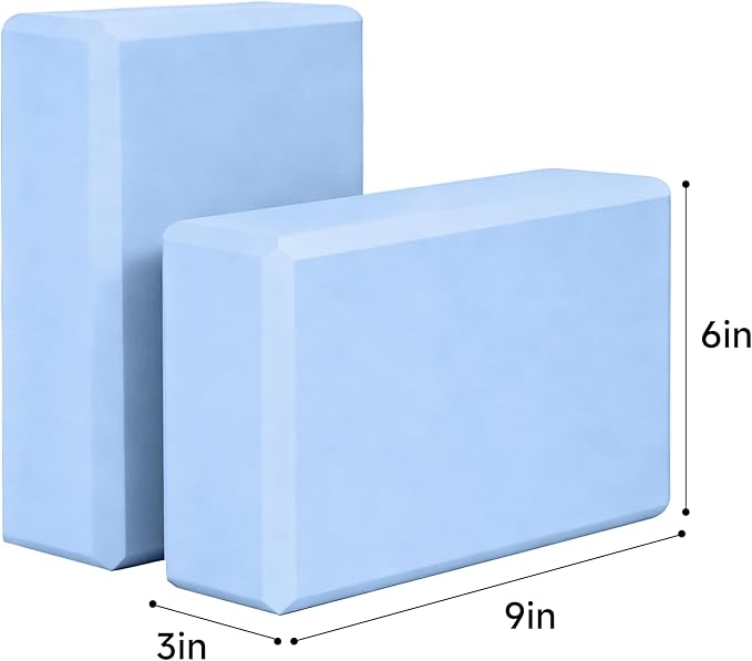 Leikefitness Yoga Blocks 2 Pack,Lightweight-High Density Eva Foam Soft Non-Slip for Yoga, Pilates, Meditation 9"×6"×3"
