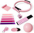 Pilates Equipment Kit for Home Workout - Complete Ring and Ball Set with Core Sliders, Adjustable Ankle/Wrist Weights, and Resistance Bands for Women