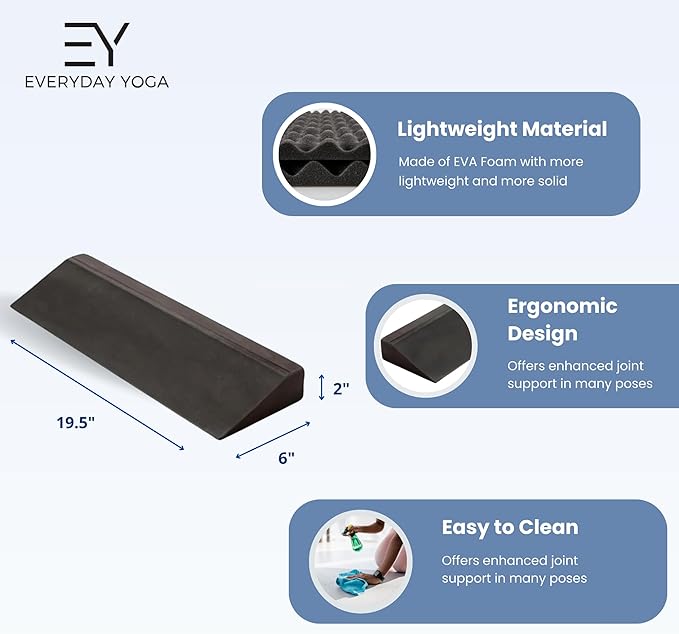 Everyday Yoga Wedge – Premium EVA Foam Support for Stability, Comfort & Alignment, Lightweight, Durable, Non-Slip Design, Mindful Practice - Black