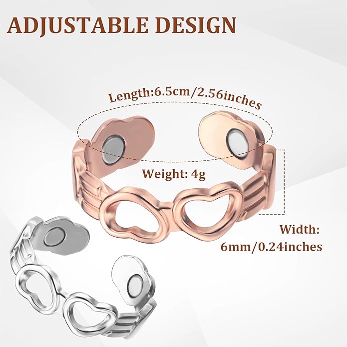 BioMag Copper Rings for Women, 99.99% Pure Copper Magnetic Rings Thumb Rings for Lymphatic Drainage, Adjustable Jewelry Gifts for Women