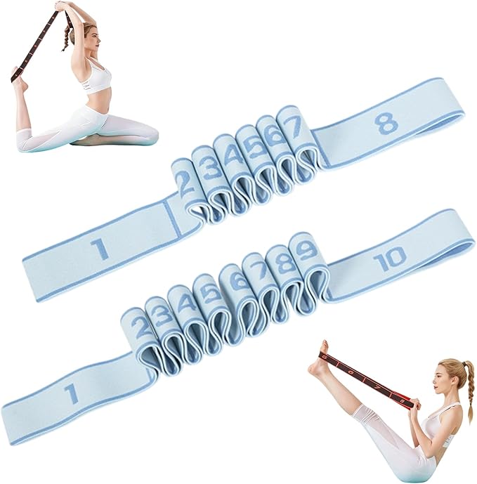 Fitness Resistance Band for Stretching and Yoga, Fashion Puller Exercise, 8/10 Loops Elastic Exercise Bands for Adults, Exercise Bands with Handles for Full Body Stretching Shaping