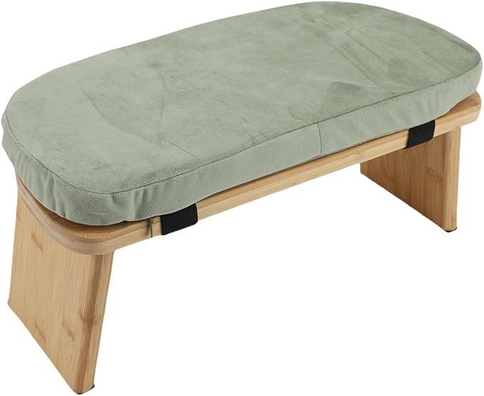 Meditation Bench, Folding Kneeling Meditation Stool, Removable Cushion Stool with Magnetic Locking Hinges, Ideal for Indoor & Outdoor Yoga & Prayer (Green)