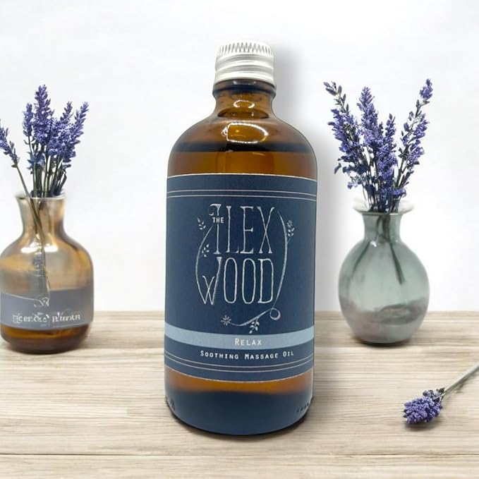 The Ilex Wood - Relax - Vegan Natural Soothing Spa Massage Oil, Handmade - 3.38 fl oz (100ml)