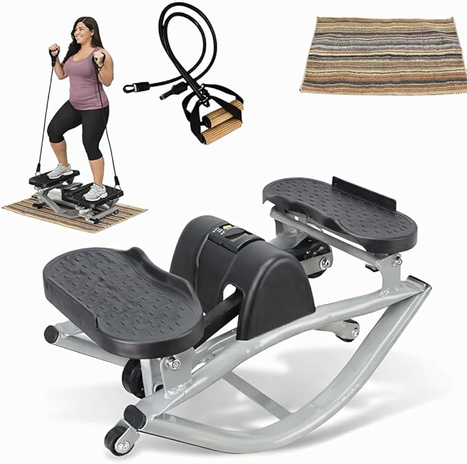 Lateral Rocking Fitness Stepper - Low-Impact Home Workout Machine for Knees & Joints with Digital Counter