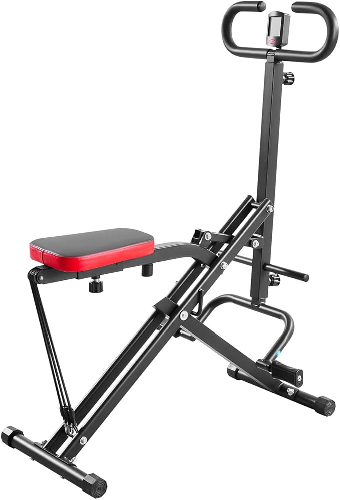 VEVOR Squat Machine, Deep Squat Rowing Machine for Home, Easy Setup & Foldable Exercise Equipment, Glute Trainer Machine with 2/3 High-Strength Resistance Bands, Glutes & Leg Home Workout Machine
