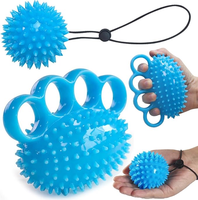 Hand Exerciser Ball, Hand Grip Strength Trainer Finger Extension Exerciser Massager Squeeze Balls for Therapy Arthritis and Carpal Tunnel, Stress Relief, Set of 2