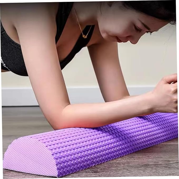 Half Round Foam Roller EVA Back Exercise Shaft Yoga Columns for Deeply Tissue Muscle Massage Blue,Sports