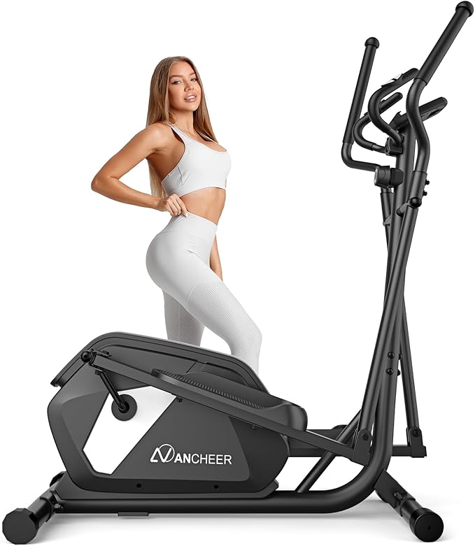 ANCHEER Elliptical Exercise Machine,Elliptical Machine for Home with Ultra-Smooth Magnetic Drive,14 Levels Resistance Elliptical Trainer,Cardio Machines with LCD Monitor Device Holder,15" Stride