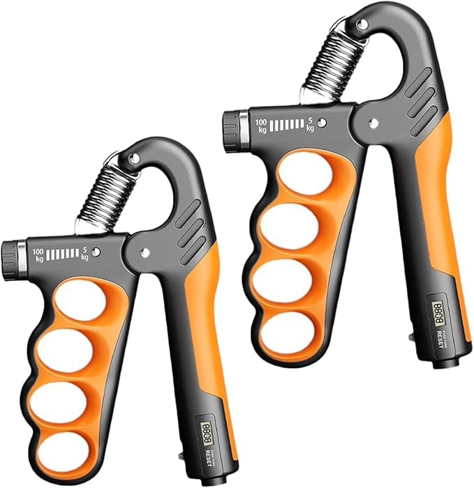 2PCS Adjustable Hand Grip Strengthener (11-220LB) - Automatic Counter Hand Wrist Forearm Exerciser, Grip Strength Trainer for Athletes, Musicians, Injury Recovery & Physical Therapy