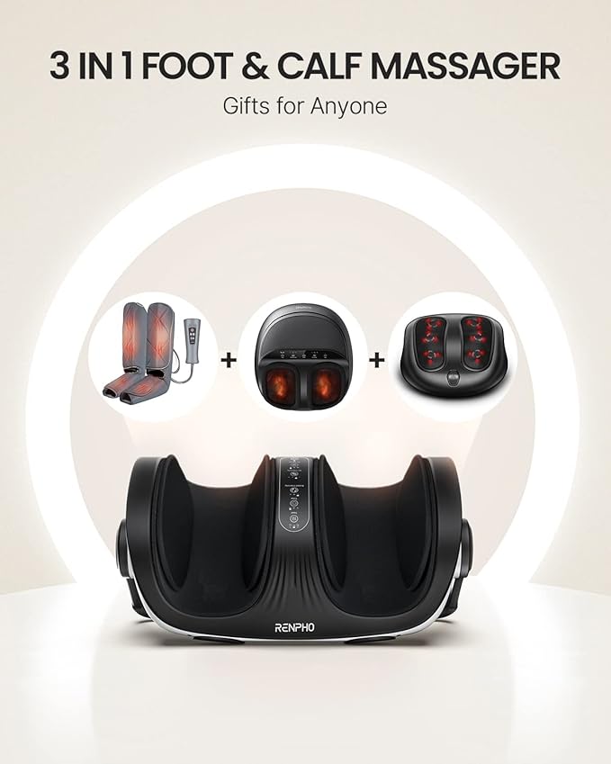 RENPHO Shiatsu Foot Massager with Heat, Foot and Calf Massager, FSA Eligible Items Only List, Deep Kneading Massage for Plantar Fasciitis Relief, Birthday Gifts for Women Men Size 14