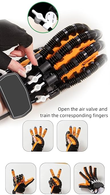 Rehabilitation Robot Glove for Stroke, Robotic Hand Stroke Recovery Equipment, Fingers Strength Training Device for Hemiplegia, Strength Adjustable (Left Hand-L)