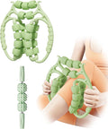 Massage Roller for Legs,21 Wheel Circular Leg Clamp+3 Wheel Massage Roller Stick Lymphatic Massage for Relieve Soreness Stiffness Tight Muscles Deep Tissue-Green