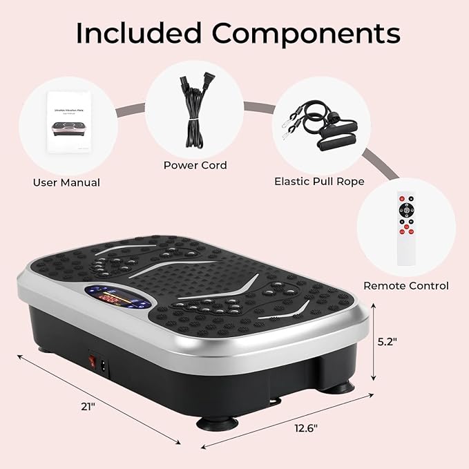 MAMIZO Vibration Plate Exercise Machine, Full Body Workout Shake Board Vibrate Platform for Lymphatic Drainage Weight Loss, with Loop Bands & Remote, Workout Equipment for Home Women Men